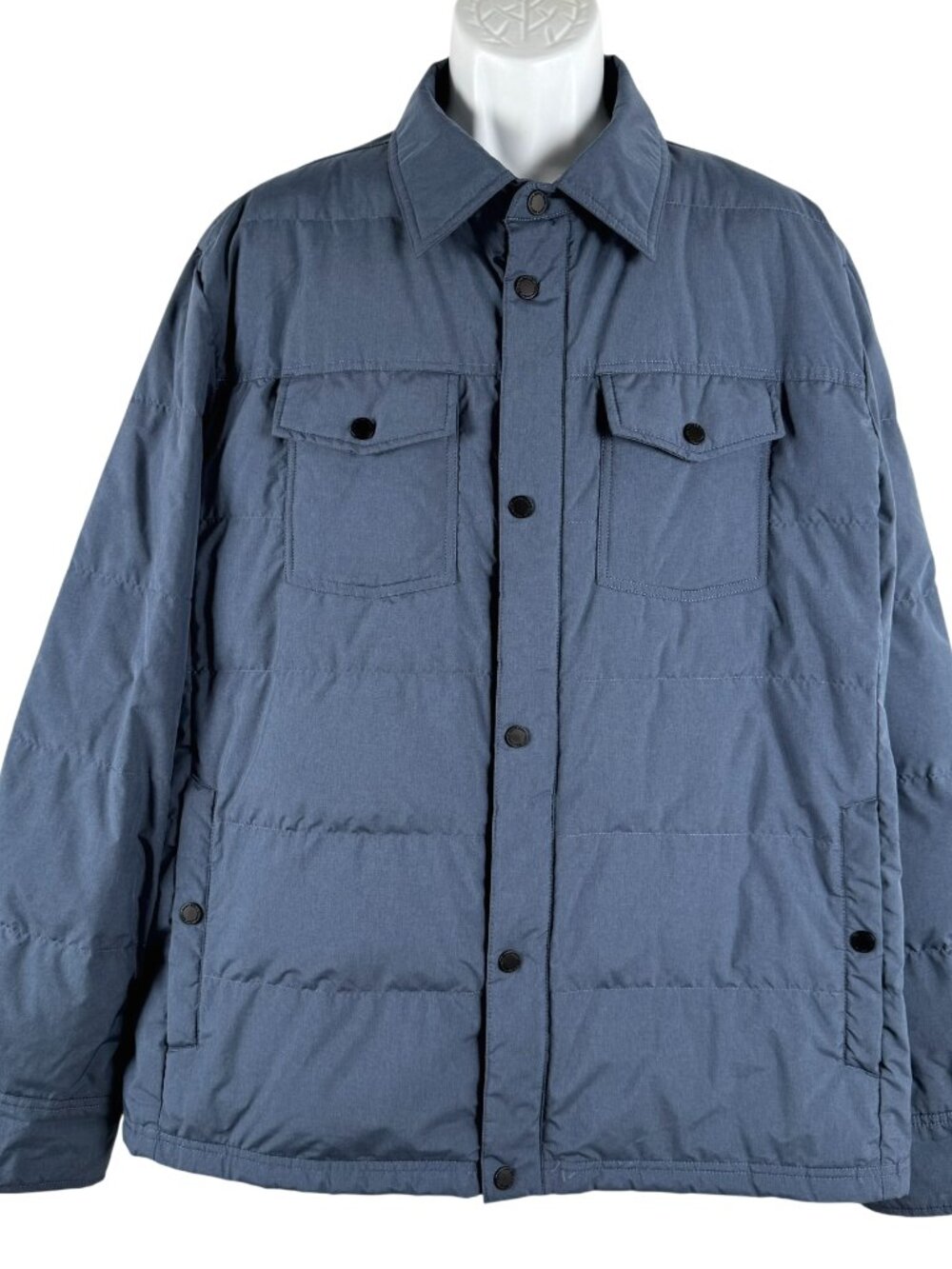 32 Degrees Puffer Down Shirt Jacket Mens XL Blue Snap Button CJ-2395